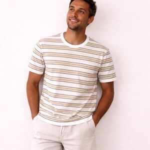 NWOT Common People Clothing Striped Taupe Soft Touch Cotton T shirt Men’s XL